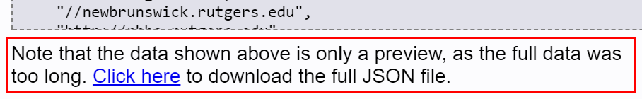 The message under the output preview box, which includes the link to download the results for the given label.