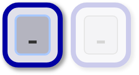 The modal's minimize button, which turns translucent when the user clicks back on the webpage.